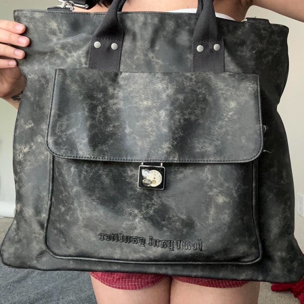 Jean Paul Gaultier Distressed Black Leather Bag